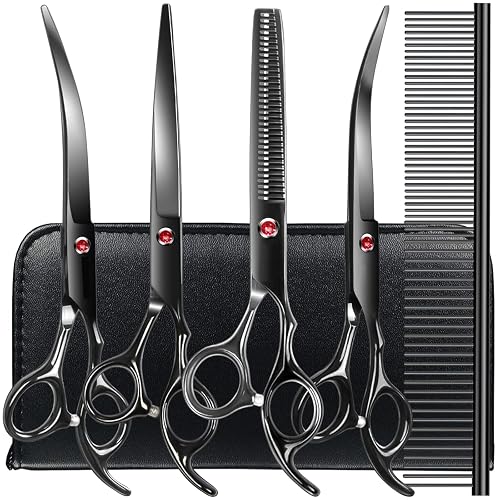 TINMARDA Dog Grooming Kit, Titanium Black Stainless Steel Dog Grooming