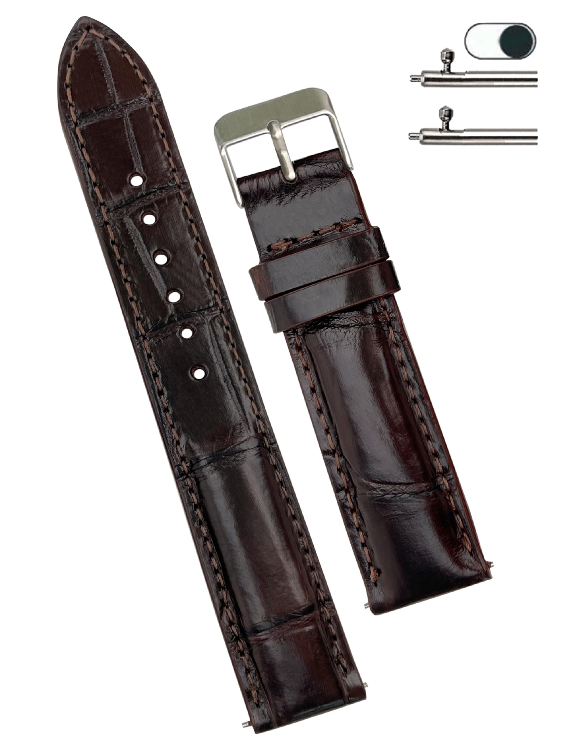 vinacreationsHandmade AIIi-gator Watch Band Men Quick Release Croc Premium Leather Watch Strap Replacement Silver Buckles Bespoke 18mm 19mm 20mm 21mm 22mm 24mm
