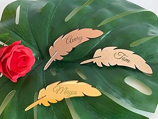 Personalized Laser Cut Leaves, Floral Wedding, Place Name Cards, Mirror Acrylic Leaf Shape, Custom Engraved Name Tags, Autumn Thanksgiving, Alternative Table Decor, Place Name Setting, Guest Names