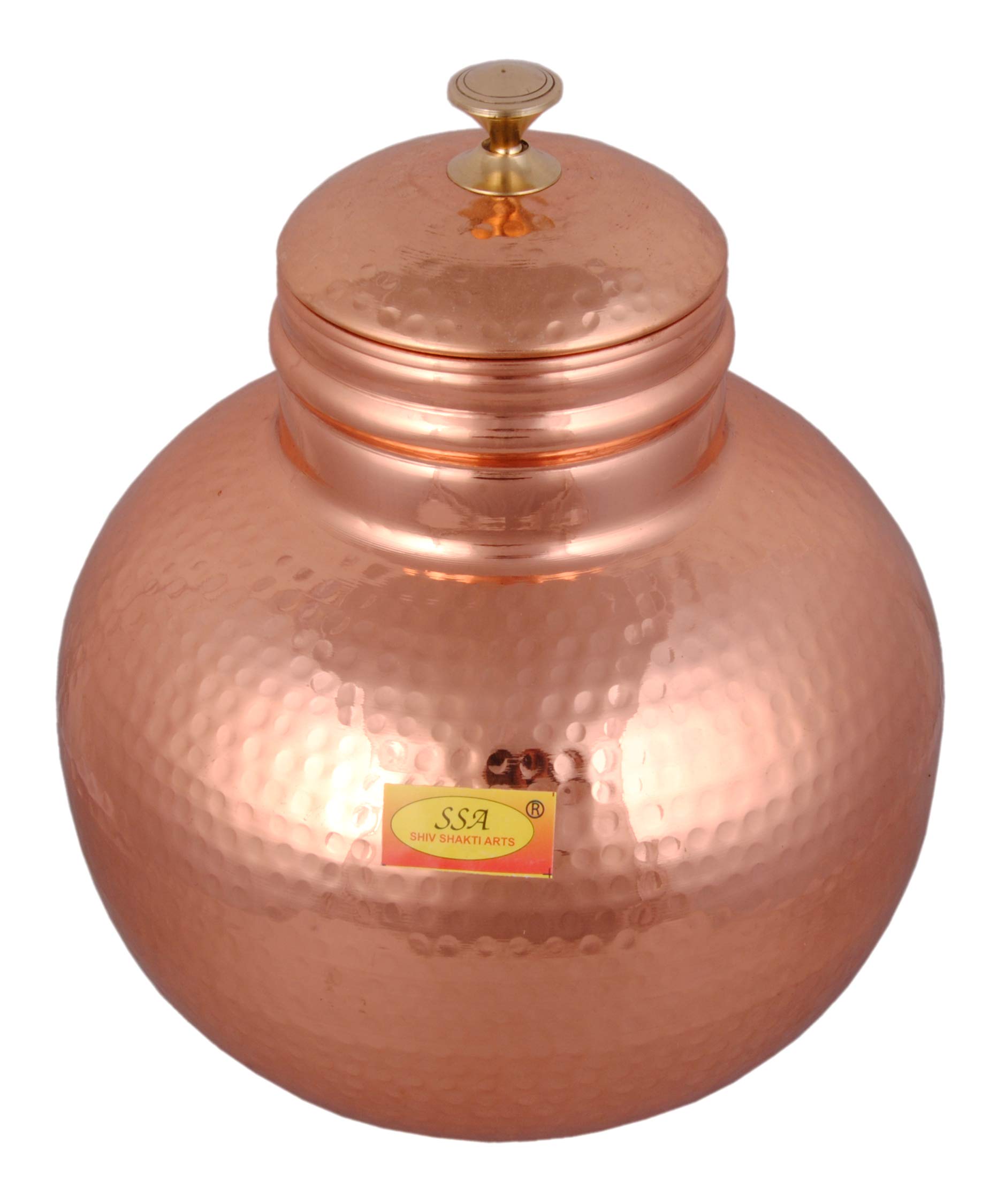 Shiv Shakti Arts® 8 Liter - Heavy Gauge | Copper Water Dispanser/Copper Matka/Container pot - (Premium Hammer)