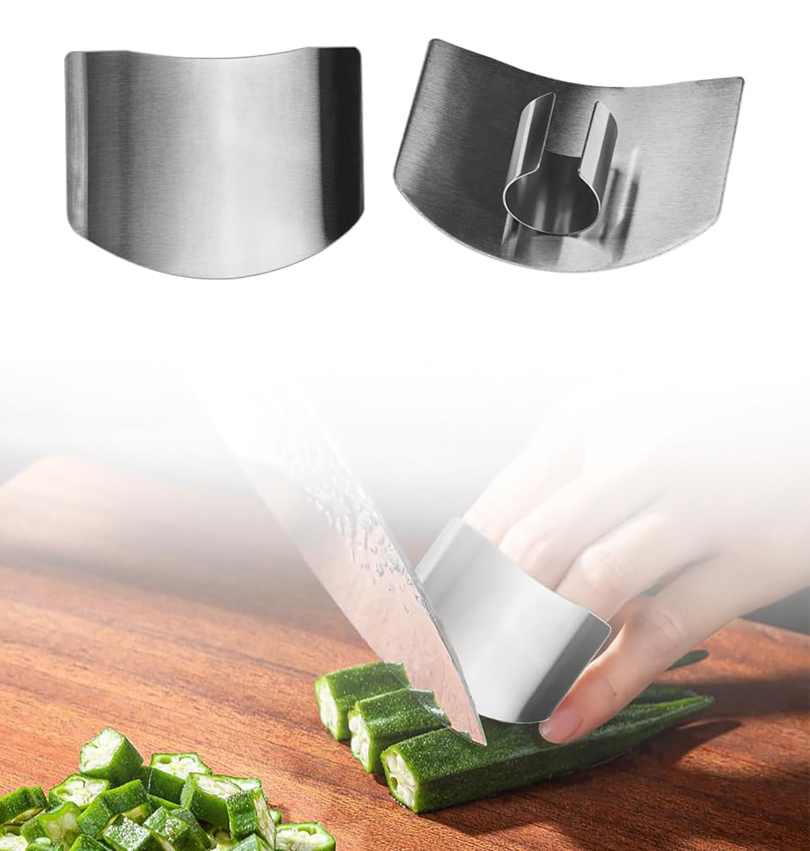 Multifunctional Stainless Steel Finger Guard,Finger Protector for Cutting Food Slicing Finger Guard, Protector Avoid Hurting When Slicing and Dicing Kitchen. (2Pcs)