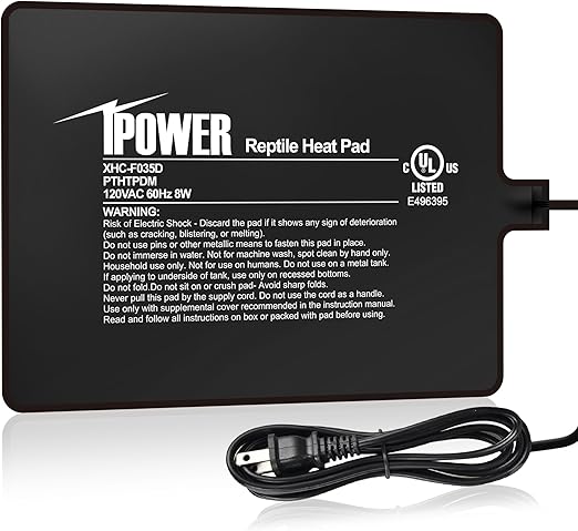 iPower Reptile Heat Pad 6X8 Inch 8W Under Tank Terrarium Warmer Heating Mat for Turtle, Lizard, Frog, Snake, Reptile, and Other Small Animals