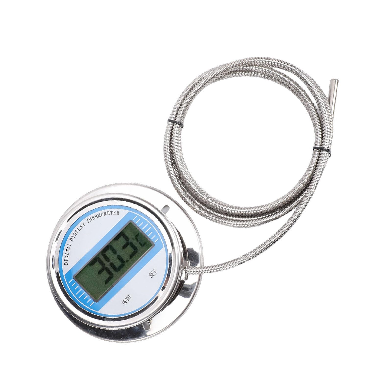 Ejoyous Medidor de Agua Digital, Termómetro Digital de Acero Inoxidable con Sonda Roscada de 5 M, 58 a 392 Grados Fahrenheit, M27x2, para Monitoreo de Temperatura del Agua, Uso en Tuberías de Estufas