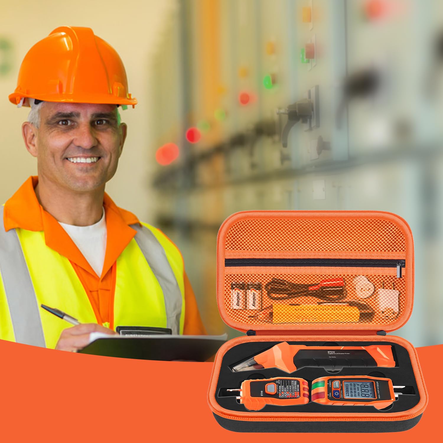 Hard Case for Klein Tools ET310 AC Circuit Breaker Finder Electric Tester & 80041 Outlet Repair Tool Kit & RT250 GFCI Outlet Tester and Accessories Electrical Tools Storage Organizer Bag (Case Only)