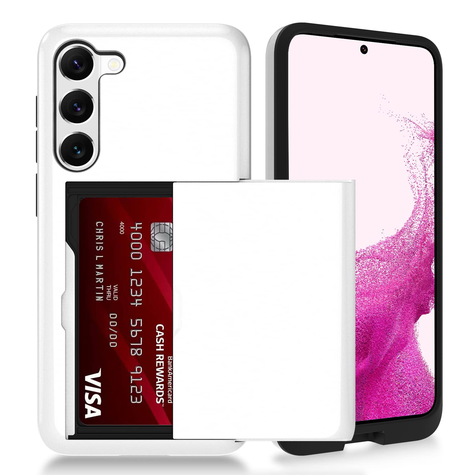 Gukalong Wallet Case for Samsung Galaxy S23 Credit Card Holder ID Card Slot Design Heavy Duty Shockproof Protection Anti-Scratch Slim Case for Samsung Galaxy S23 5G - White