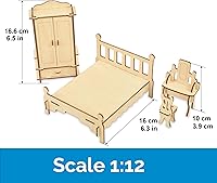 Vista 2 de BOHS Wooden Dolls House Furniture 1/12 Scale - 3D Puzzles for Miniature Dollhouse Furniture Accessories - Large,28 PCS