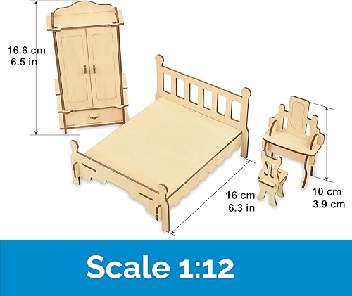 Miniatura 2 de BOHS Muebles de casa de muñecas de madera a escala 1/12, rompecabezas 3D para accesorios de muebles de casa de muñecas en miniatura, grande, 28