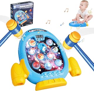 MR.HOKWY Whack a Mole Game Toy, Kids Mini Electronic Arcade Games Toy, Whack Game Pk Mode with 2 Hammers Toy Pop up Toy Kids' Electronic Games Tap Tap Game with Sound and Light for Toddlers Kids