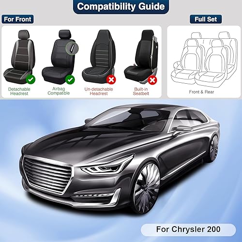 Miniatura 2 de Funda de asiento de automóvil para Chrysler 200 2011-2017, fundas de asiento de automóvil de cuero estándar, funda universal antideslizante para