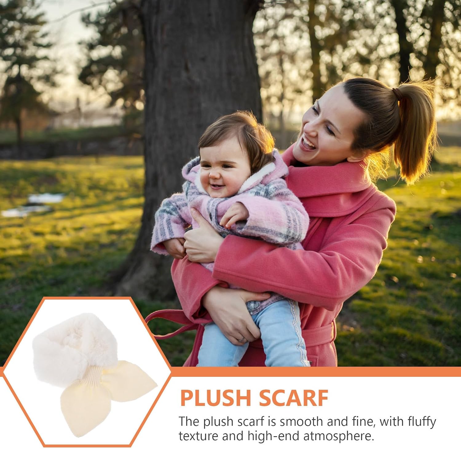 SOLUSTRE Plush Scarf Winter Thickened Neck Warmer Cross Scarf for Outdoor Warm Beige