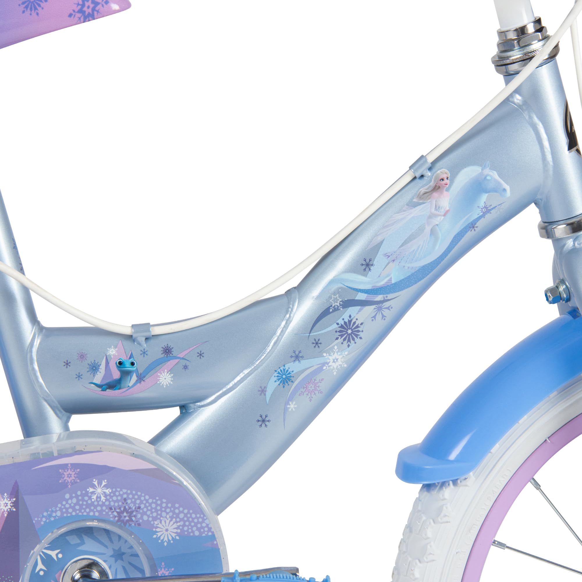 Huffy Vélo Enfant Disney La Reine des Neiges 16" 4-6 Ans Double Frein à Pince Stabilisateurs Amovibles Bleu