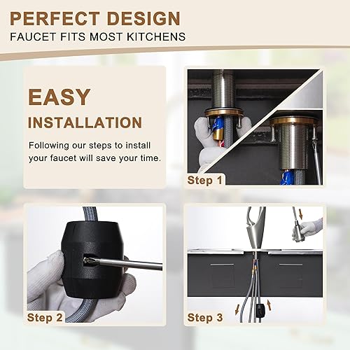 Miniatura 5 de CASAINC Grifo de cocina, moderno grifo de cocina con rociador extraíble, fregadero de cocina que ofrece una limpieza eficiente para cocina,