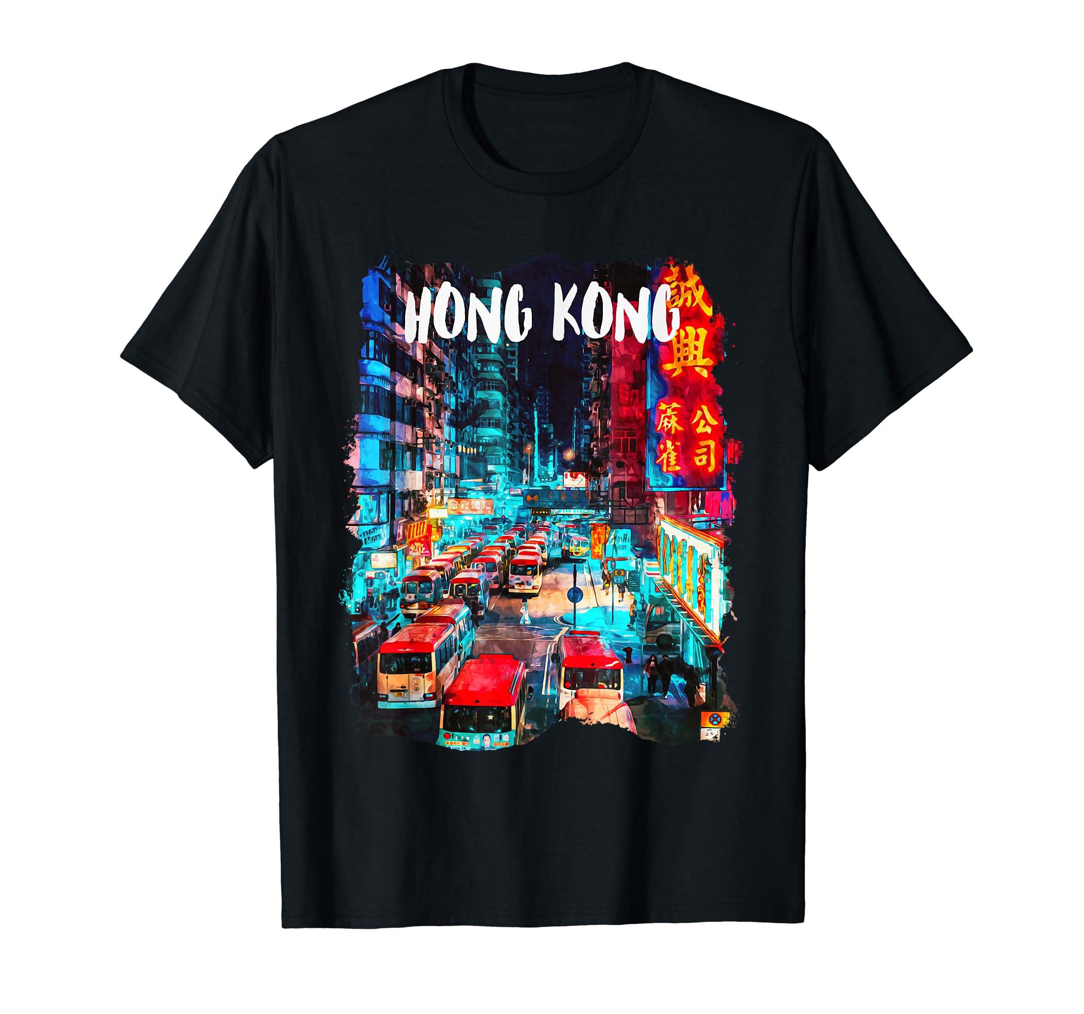 Amazon | 香港のお土産-夜の香港 Tシャツ | Tシャツ・カットソー 通販