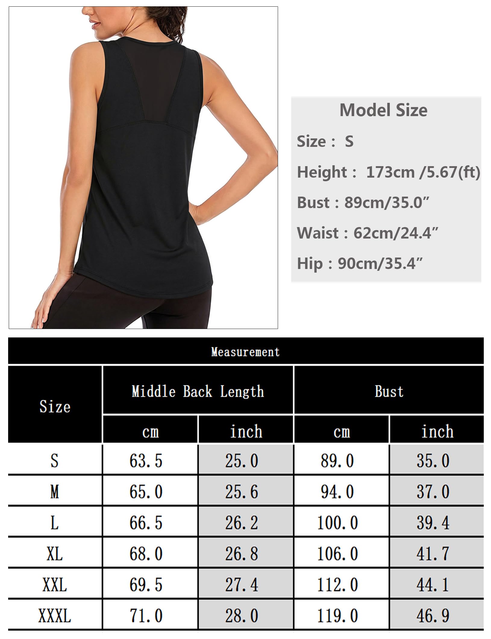 Camiseta Deportiva Mujer sin Mangas Camisetas Tirantes Espalda de Malla Ligero y Transpirable Fitness Top para Yoga Gimnasio Correr — view 6