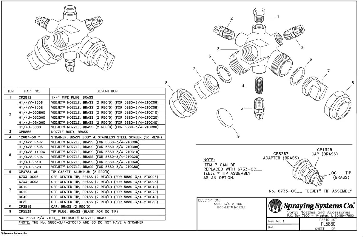 TeeJet Extra Wide Flat Spray BoomJet Boomless Nozzle - 5880-3/4-2TOC80