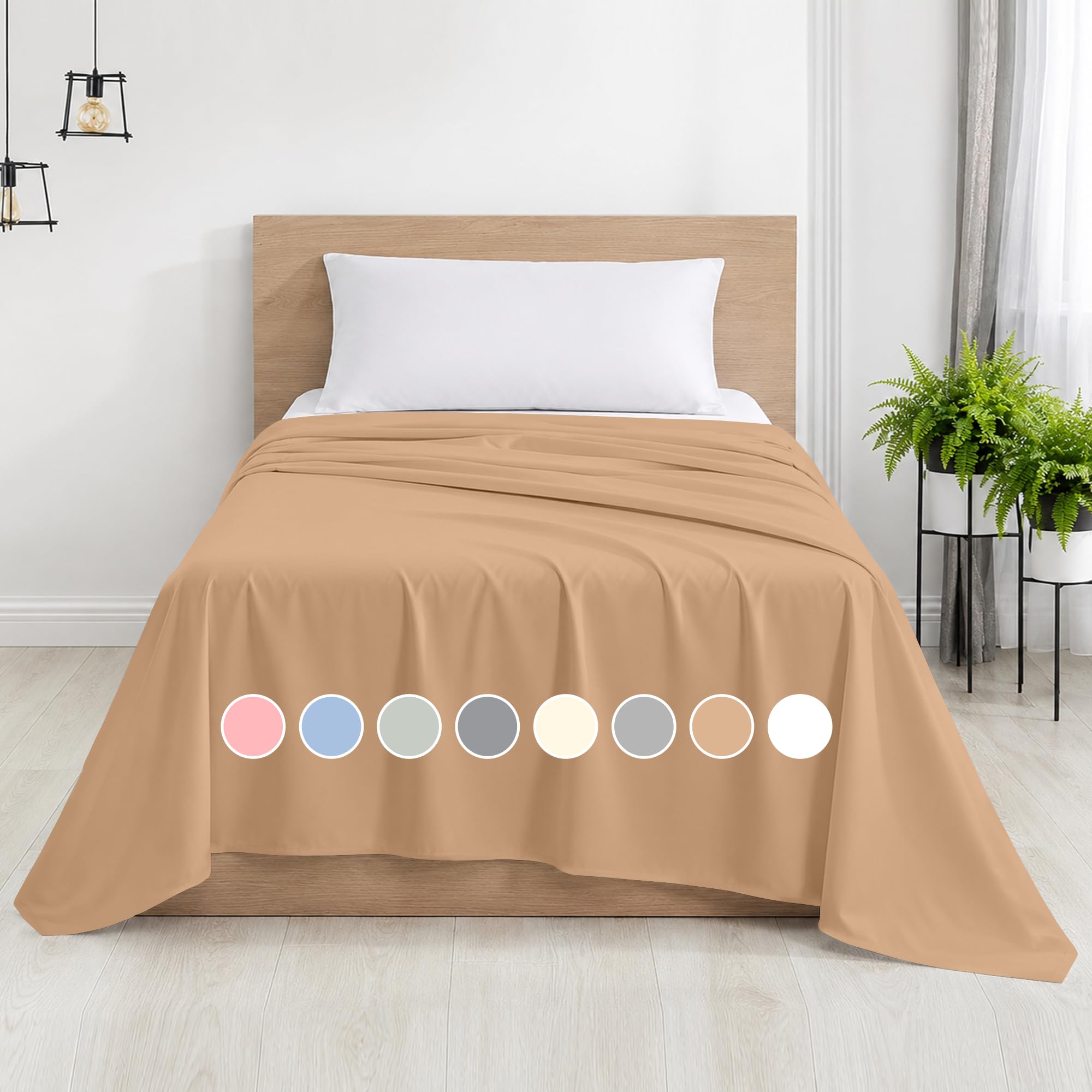Rohi Microfibre Single Flat Sheet Latte โ Comfy Soft & Breathable Flat Bed Sheet โ Anti Allergy & Durable Top Sheets for Hotels, Bedrooms & Guest Rooms โ Easy Care Layer Sheets (Latte, 177 x 255cm)