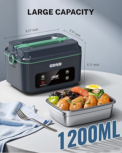 Miniatura 3 de ODSD Fiambrera eléctrica inalámbrica para adultos, lonchera térmica con batería de 130 minutos de duración, calentador de alimentos eléctrico