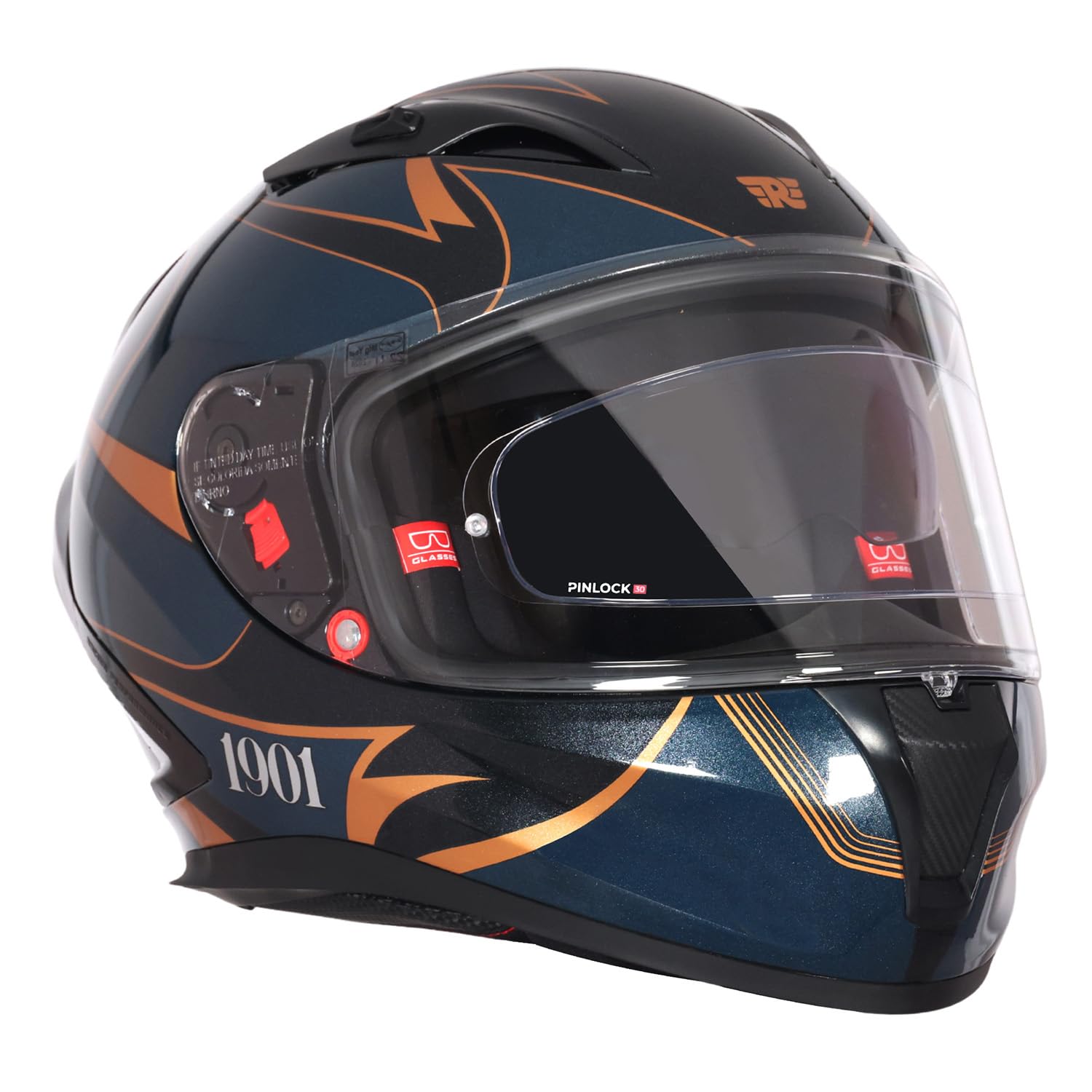 ROYAL ENFIELD SPEEDX Full FACE Jinx with Sun Visor & aerodynamic Spoiler | Certification: ISI & DOT | Liner: Dual EPS Expanded Polystyrene| UV Treated Surface | Polygiene Fabric DEEP Teal (L) 60 CM-image-25