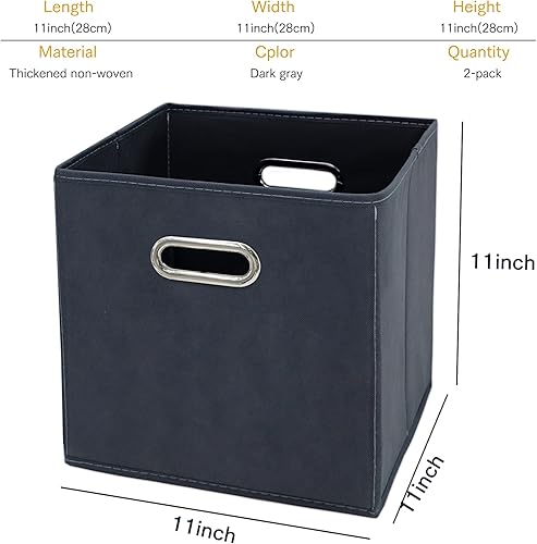 Vista 11 de Contenedores de almacenamiento de 11 pulgadas, cubos de tela con asa, canasta plegable para armario o caja de almacenamiento plegable, 11 x 11 x 11