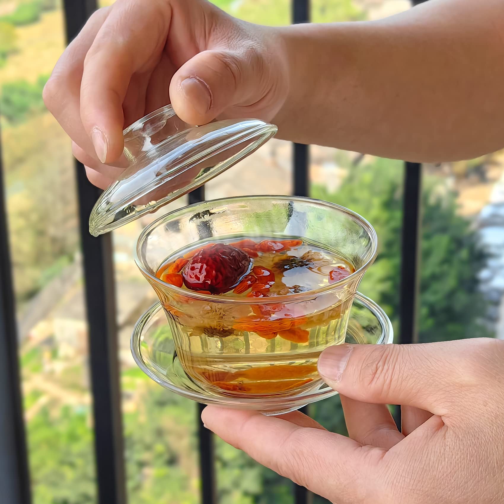 Mozentea Gaiwan Tea Set, 150ml Glass, Traditional Chinese Kung Fu Ceremony - Image 3