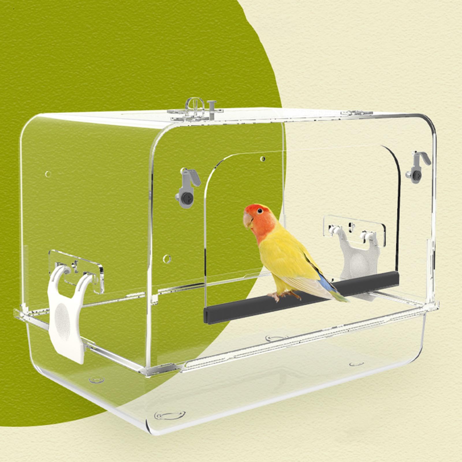 Vasca da Bagno per Uccelli, Vasca da Bagno per Pappagalli, Piccoli Uccelli, Parrocchetti, Parrocchetti in Acrilico, Canarini, Box Doccia per Pappagall, Chiaro