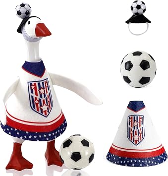 2026 World Cup Soccer Desk Goose Outfits 7 Inch, Desk Goose Outfits Felt Costume with Soccer, World Cup Decoration for Desktop Goose Statues, Gifts for Soccer Lovers Star