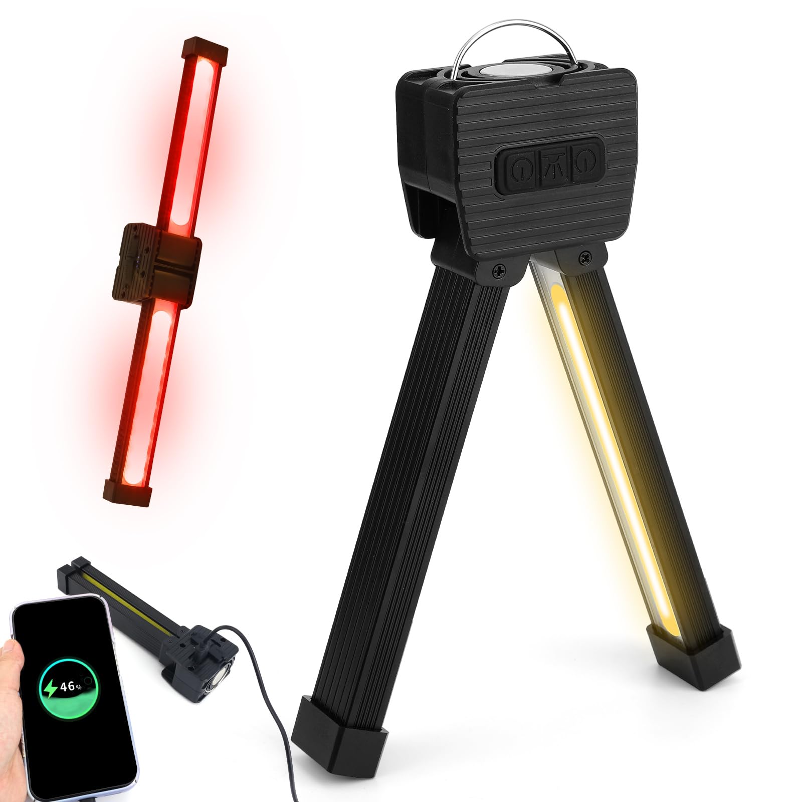 Lampa na Siłownię do Pozowania, Przenośne Magnetyczne LED-Światło 180 Stopni Składane Ręczne Światło Robocze z Haczykiem 7 Poziomów Jasności i 4 Tryby dla Fitnessu, Kempingu, Domu, Biura