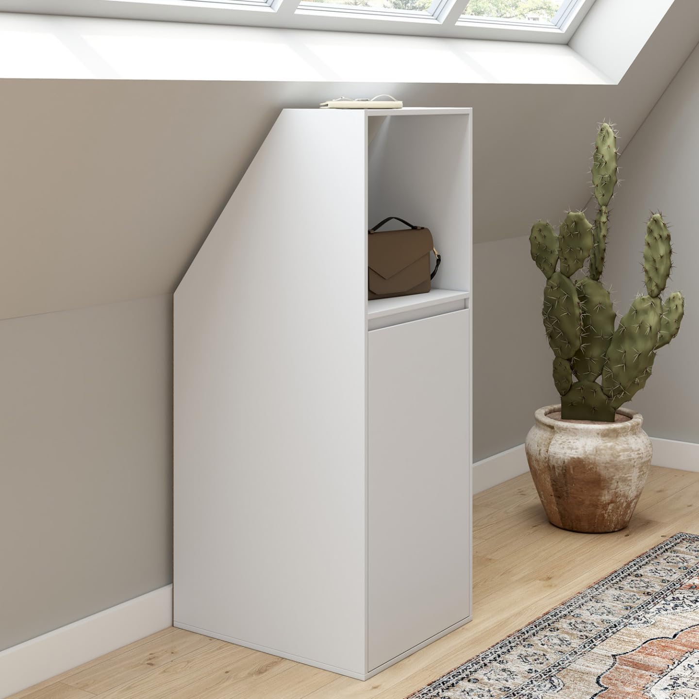 IDMarket - Armoire sous Pente 1 Porte et 1 Niche TOMI 40 x 50 x 110/70 cm Blanc