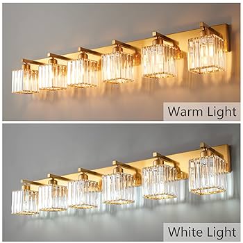 FDPBY Modern 6-Light Gold Brushed Brass Finish Crystal Wall