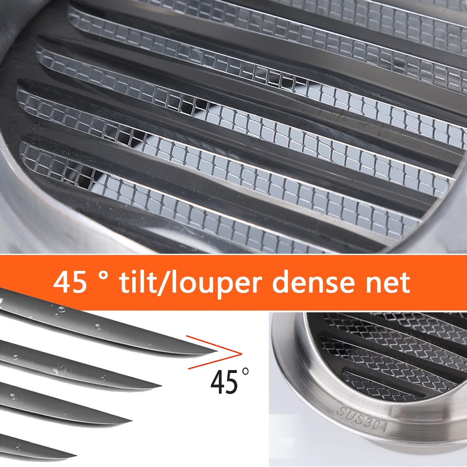 Grille D'Aération en Acier Inoxydable 304, Ronde Couvercle De Ventilation Sortie D'évacuation Bouche De Sortie Ventilation Grille, Ø 180/200/250/300mm Grille D'aération De Salle De Bain