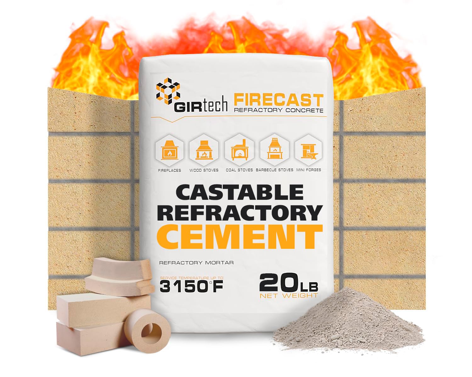 Girtech FireCast Castable Refractory Cement Mix 3110 Degree