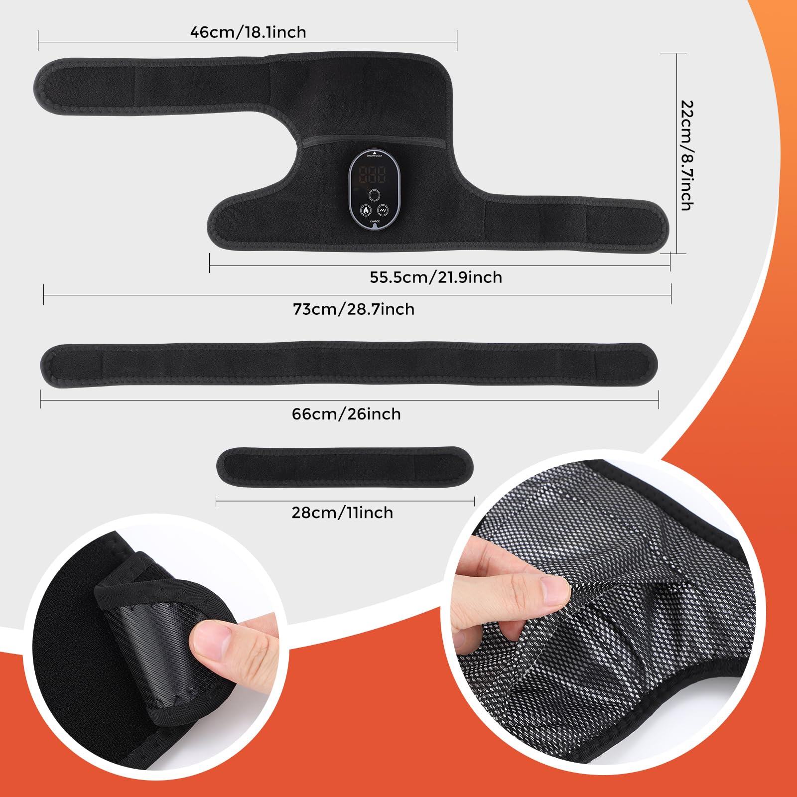 Envoltura De Rodillera Calefactada Sin Cables, Almohadilla Térmica Para Rodilla Con Control De Pantalla Táctil, Almohadilla Térmica Para Hombro Codo Con 6 Niveles De Calentamiento, 3 Modos De Masaje