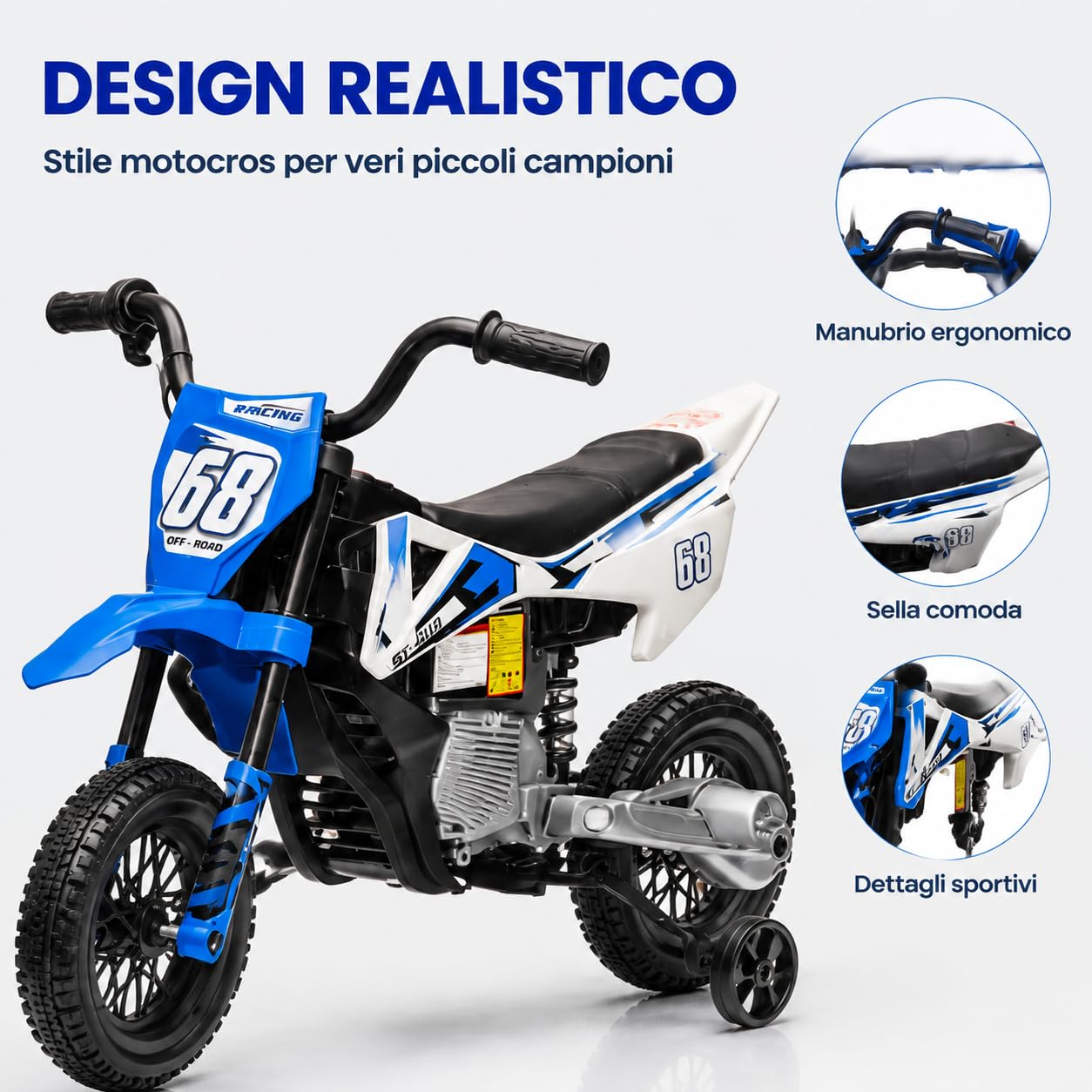 Garvee Moto Elettrica per Bambini 12V, Motocicletta Elettrica, Moto Cross
