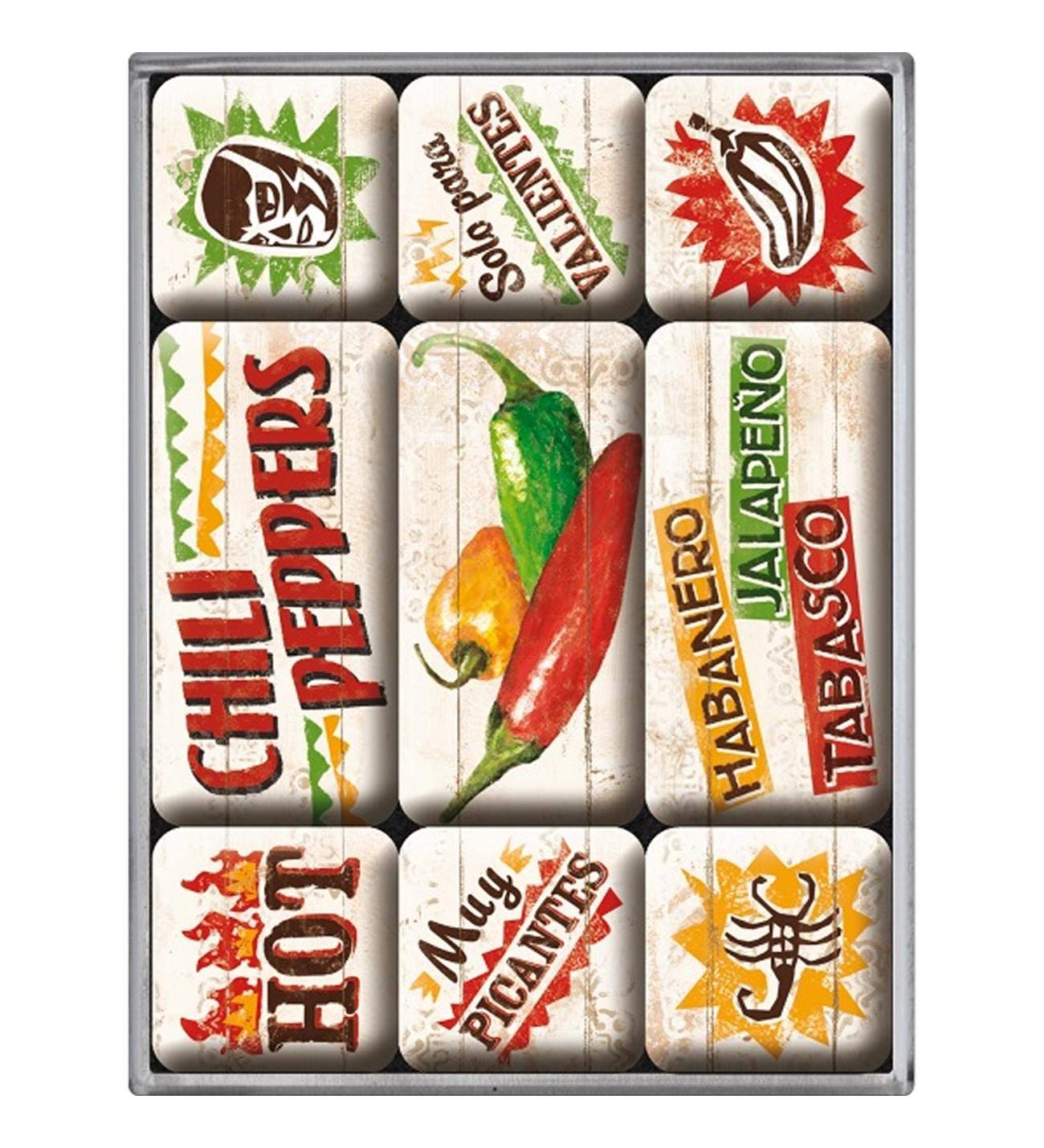 Nostalgic-Art Multicolor 83067 Home & Country - Chili Peppers, Magnet Set (9Pcs)