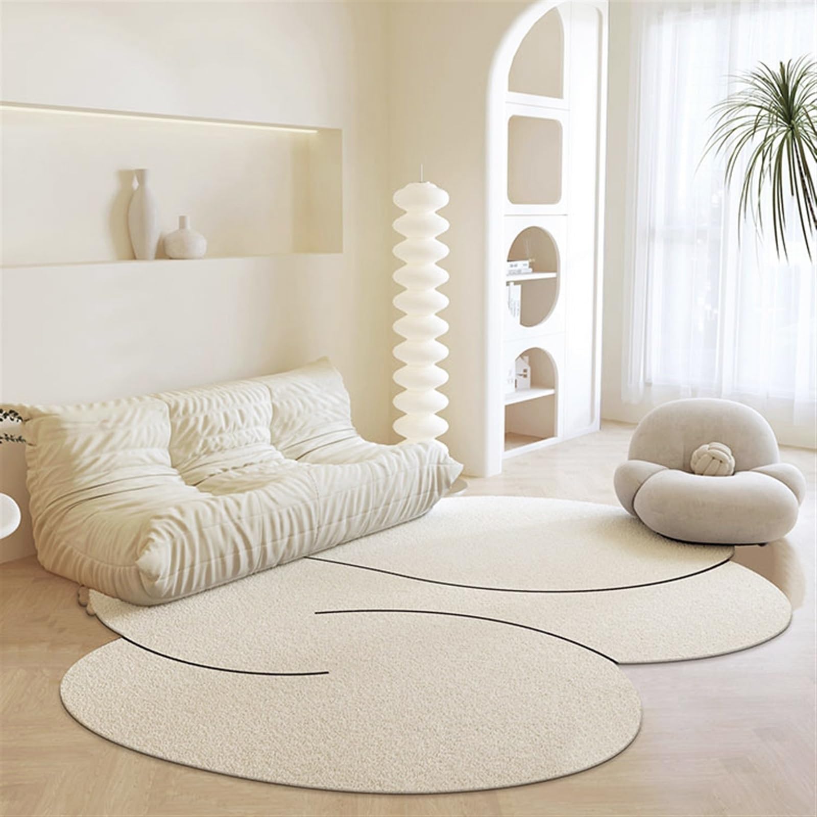 PUIOKA Tapis de Forme Irrégulière en Nuage - Antidérapant, Imitation Cachemire pour Salon