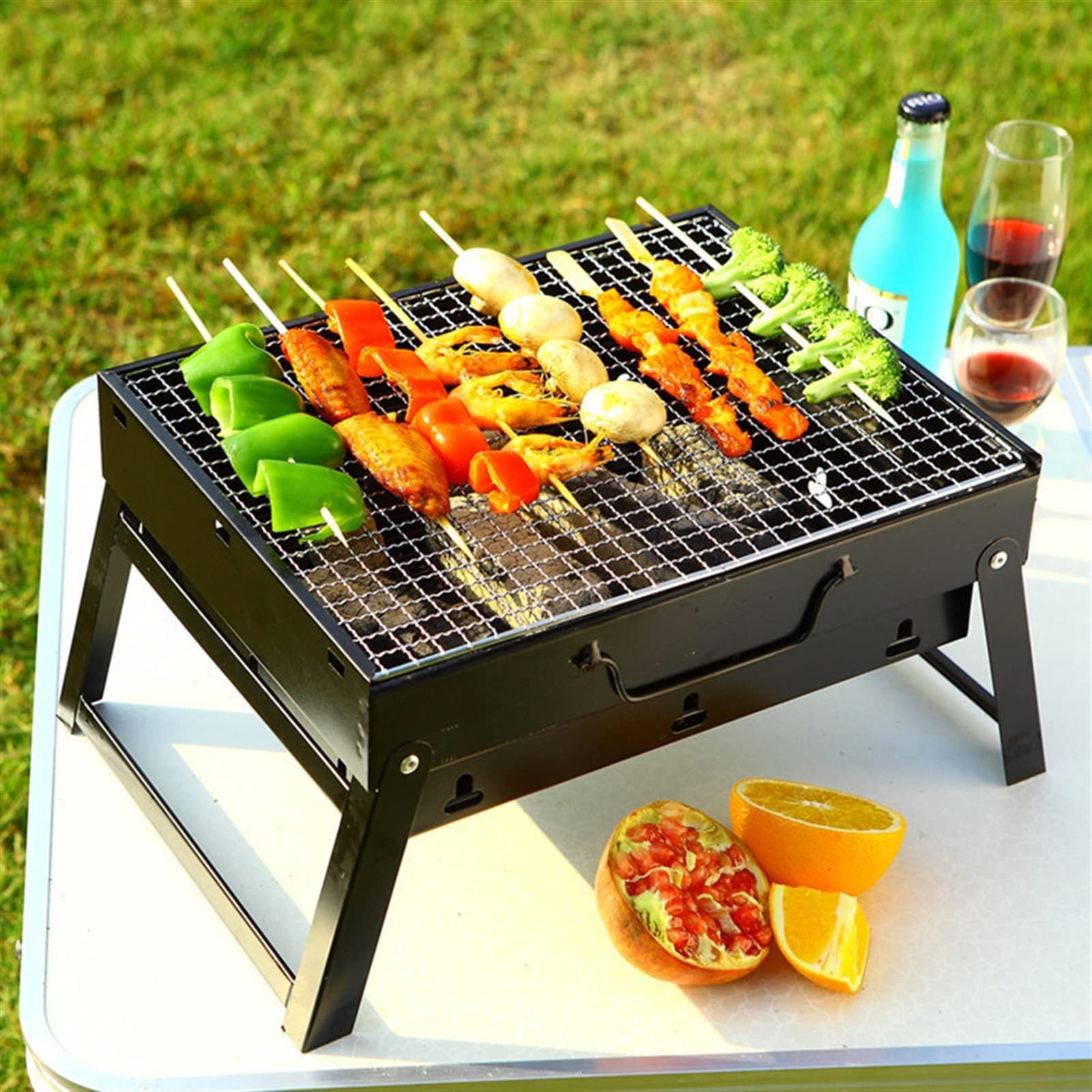 Grill Ogrodowy Przenośny Składany Grill Ze Stali Nierdzewnej Grill Kempingowy Domowy Mini Grill Na Węgiel Drzewny Piec