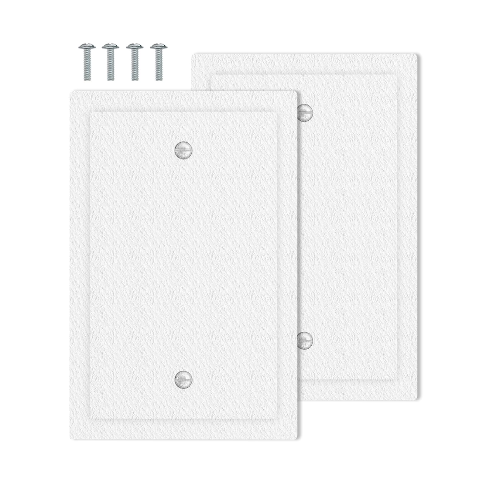 LuHuoLu Blank Switch Plate Cover 1 Gang No Device Single Light Switch Cover Plate Outlet Covers Wall Plate,Lychee Skin Texture(White, 2 Pack,3 x 5 IN)