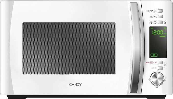 Candy X-Range CMXG20DW, Microondas con Grill, 20L, 1050W, 5 Niveles Potencia, Digital, 40 Programas, Bloqueo Seguridad, Plato 25,5CM, Grill Rack, Express Cooking, Temporizador, App simply-Fi, Blanco