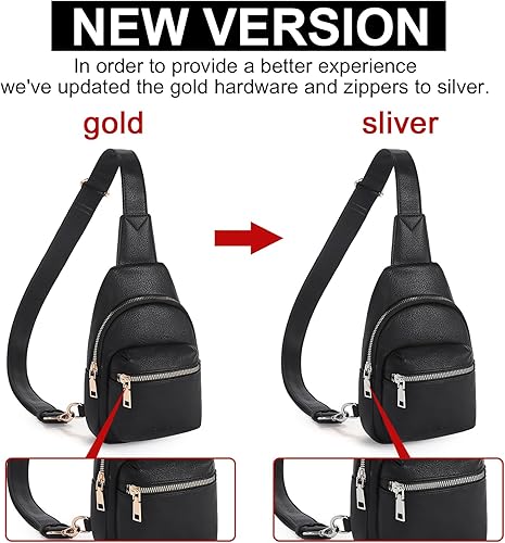 Miniatura 2 de CLUCI Bolso bandolera pequeño para mujer, cangureras cruzadas de cuero a la moda, bolsa de pecho para mujer