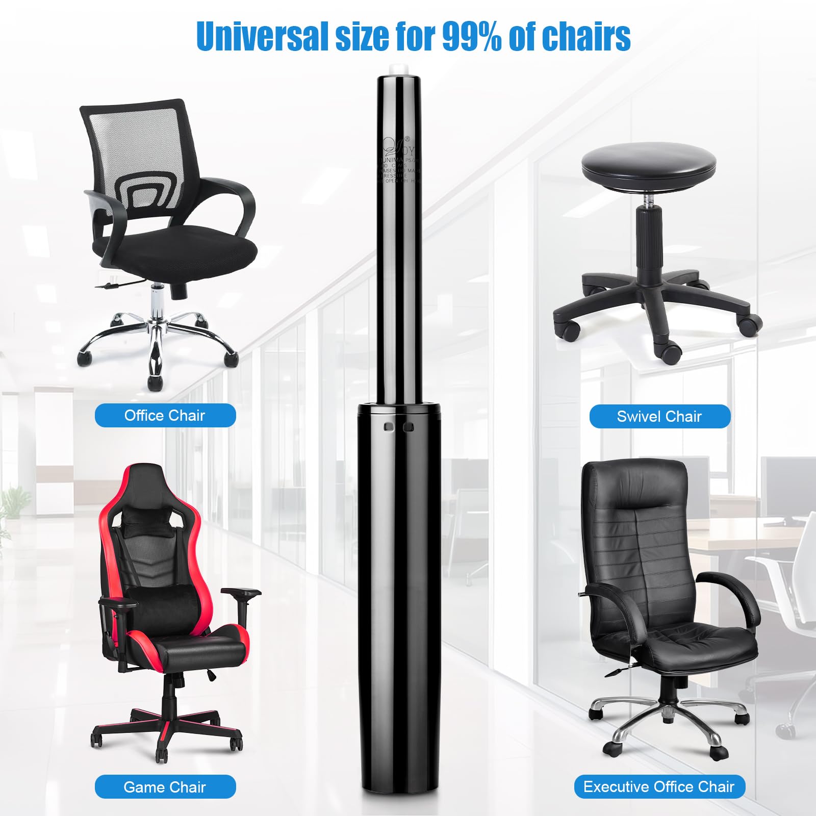 Vérin Chaise de Bureau, Classe 4 Verin Fauteuil Bureau Capacité 1000LBS(450 kg), Ressort à Gaz de Pression pour Chaise Gaming Bureau (285-425mm)