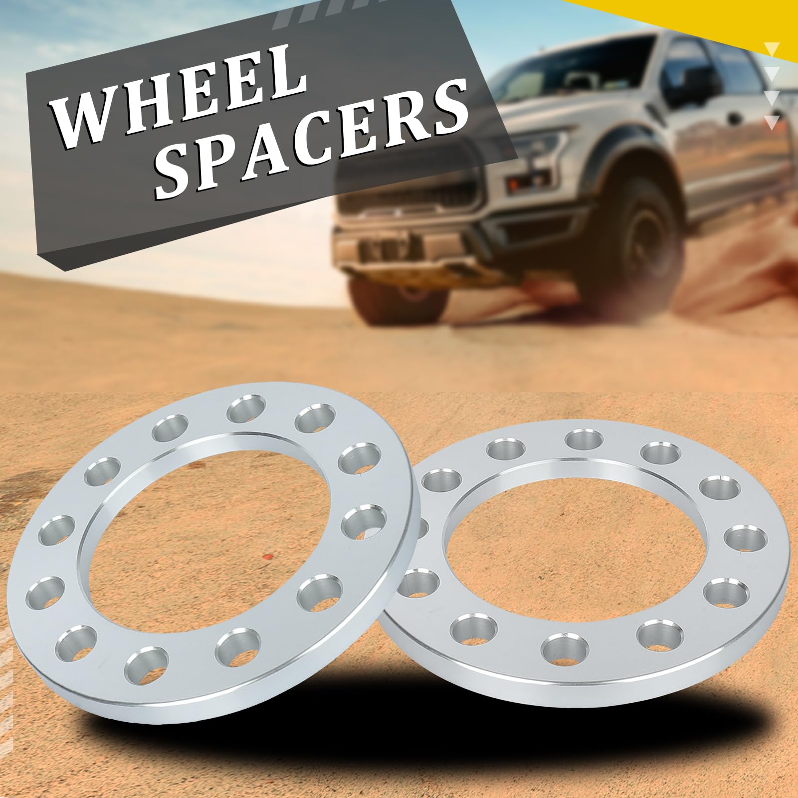 CTM 4x 12mm Thick Universal Wheel Spacers – 6x5.5 (6x139.7mm) Bolt Pattern – Fits Silverado, Suburban, Tahoe – Silver Zinc Plated