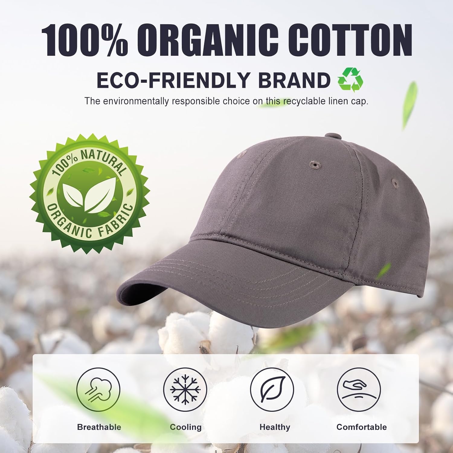 TOP-EX Unstructured 100% Organic Cotton Oversized XL XXL Cooling UPF50+ Baseball Caps Big Head - Image 4