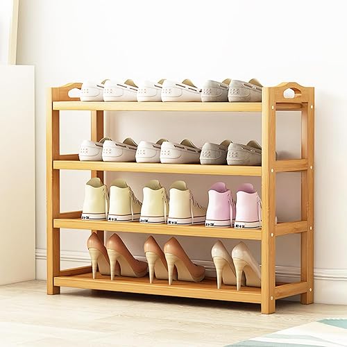 Miniatura 8 de Zapatero de bambú de 4 niveles, organizador de zapatos de pie para entrada, armario, pasillo, baño y sala de estar, natural