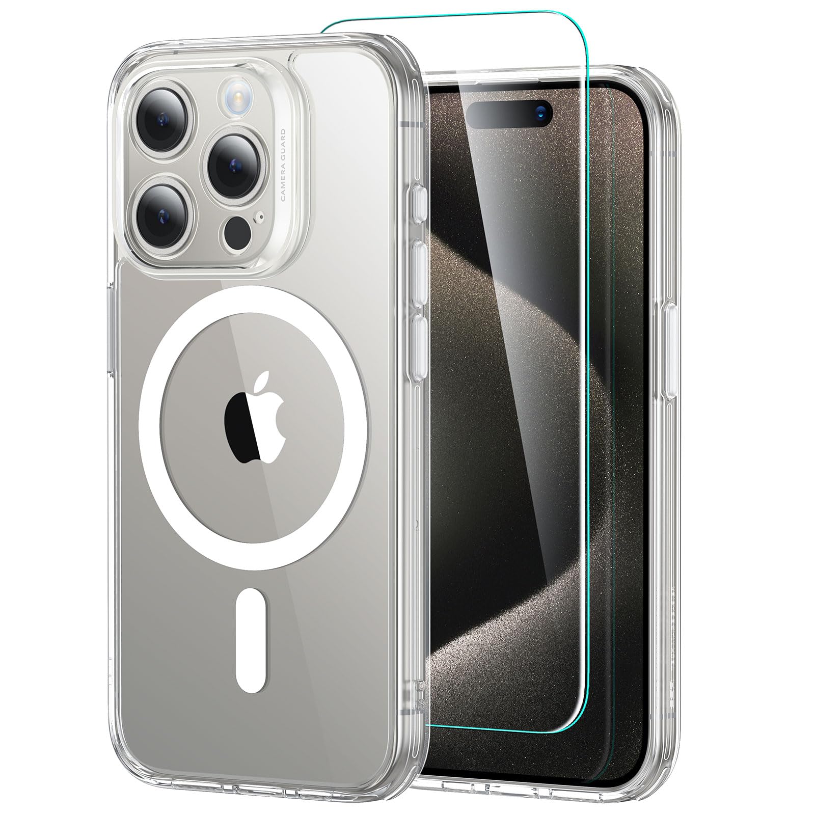 ESR iPhone15Pro ケース 米軍MIL規格 MagSafe対応 強化フィルム付き いphone15Pro ケース用 耐黄変 フロストピンク