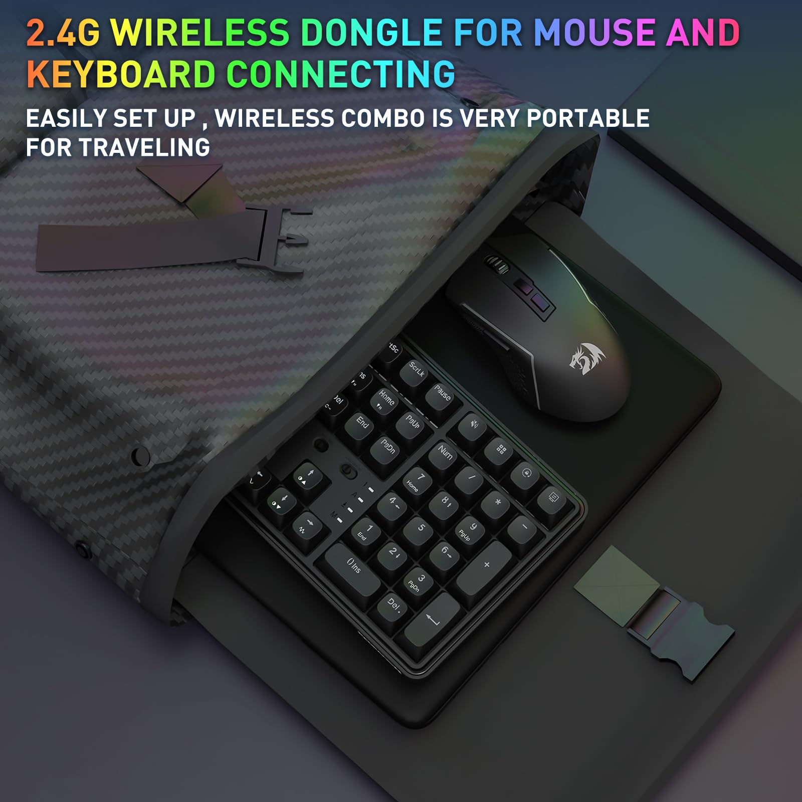 Redragon S163 Wilreess - Combo de teclado y mouse para juegos de 3 modos, teclado K689 PRO RGB de 108 teclas y mouse para juegos M693 de 8000 DPI