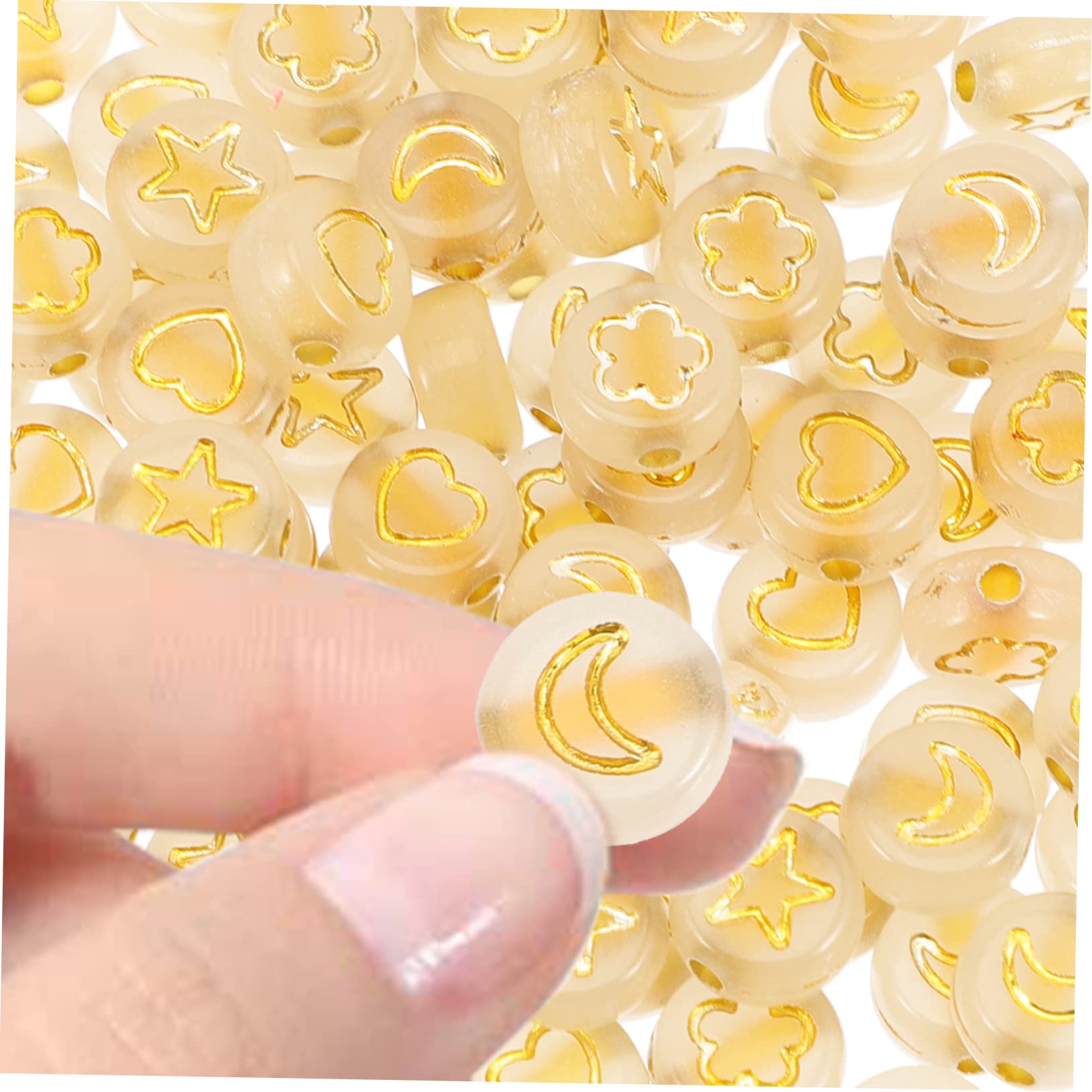 NUOBESTY 1500piezas Abalorios Acrílicos Luminiscentes Para Manualidades Paquete Bolas De Corazón y Estrella Para Collares y Pulseras Accesorios Creativos Para Niñas y Adultos