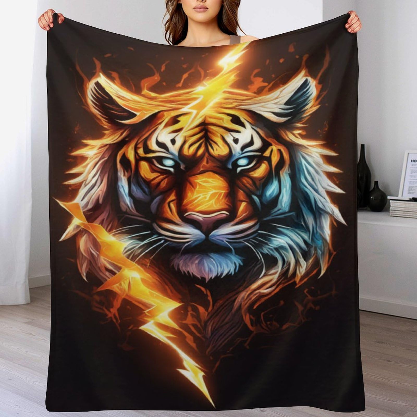 Manta de franela de forro polar Tiger con acabado suave de alta densidad