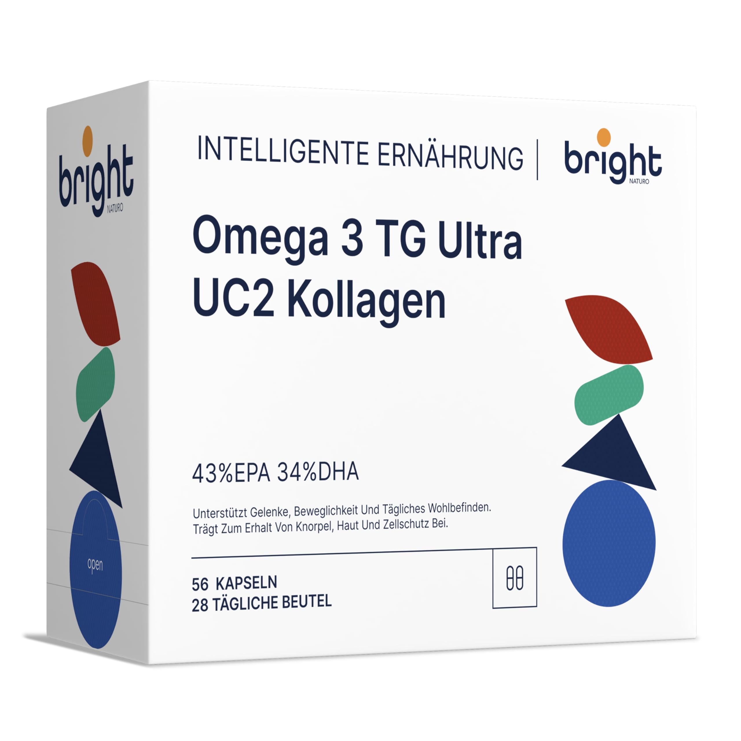 Omega 3 TG Ultra, UC-II Kollagen - SmartAbsorb™ | für Gelenkbeweglichkeit, Knochengesundheit und Gehirnfunktion | 28 Tagesportionen