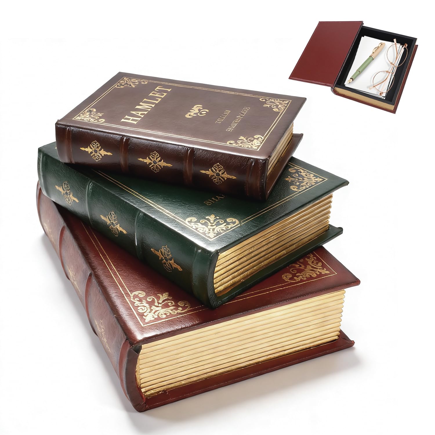 Tosnail Confezione da 2 scatole decorative per libri in legno