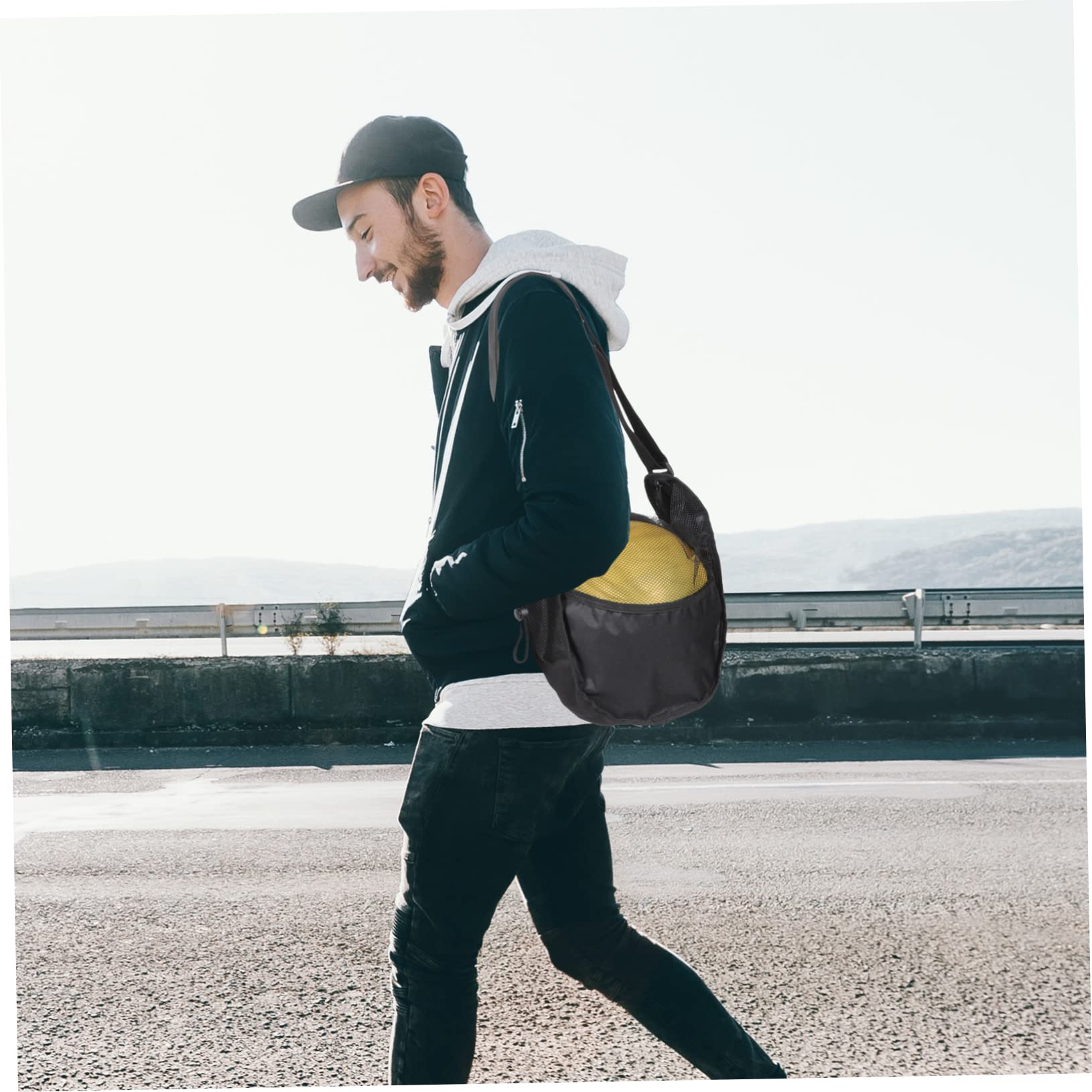 TOYANDONA 2 Pezzi Borsa Da Basket Custodia Sport Palestra Spalla Maglia Separare Di Grandi Dimensioni Borsa a Sfera Borsa a Tracolla Borsa Da Pallavolo Borsa Portatile Da Basket Nero Rete